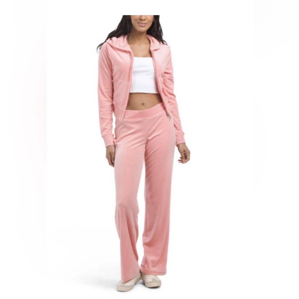 Juicy Couture Classic Velour Tracksuit Strawberry Ice Hoodie Jacket & Pant Large